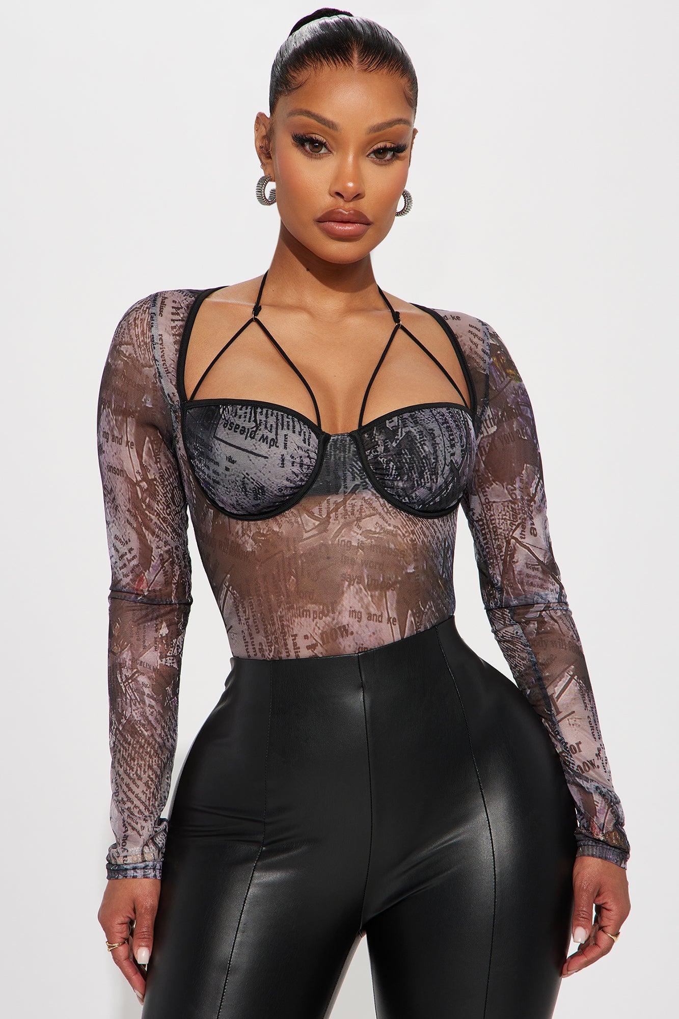 Doing My Thing Mesh Bodysuit - Black/combo Product Image