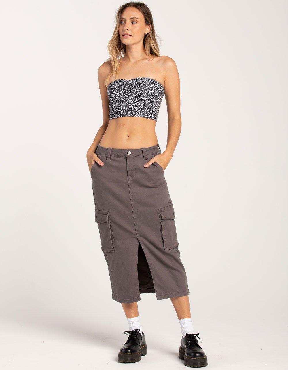 RSQ Womens Mid Rise Cargo Midi Skirt - GRAY Product Image