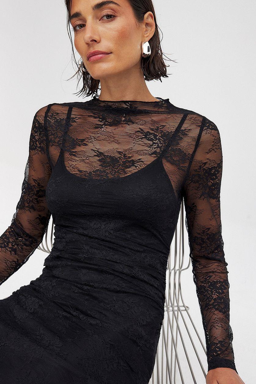 Long Sleeve Lace Mini Dress Product Image