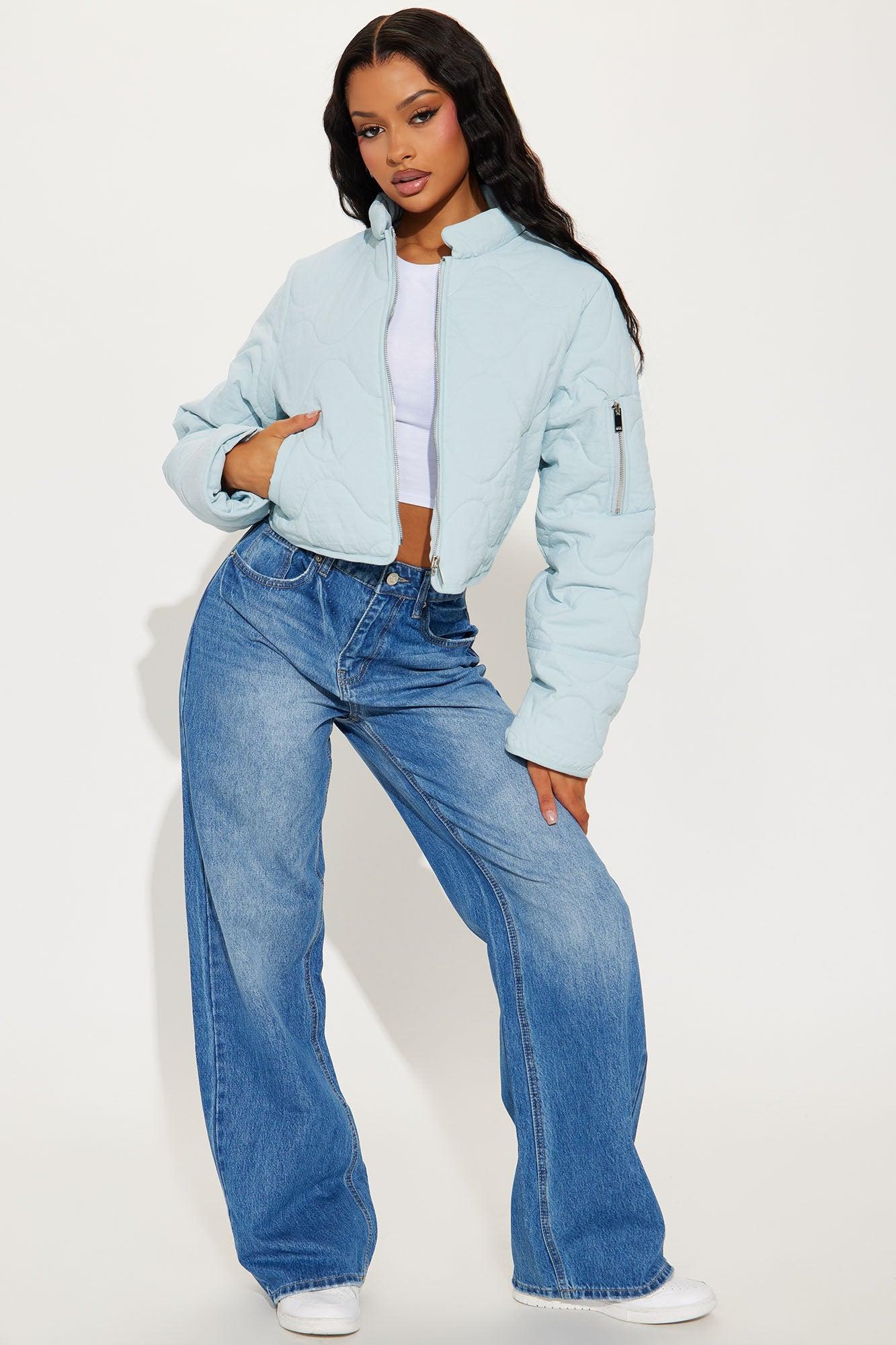 Chloe Quilted Lightweight Puffer Jacket - Light Blue Female Product Image