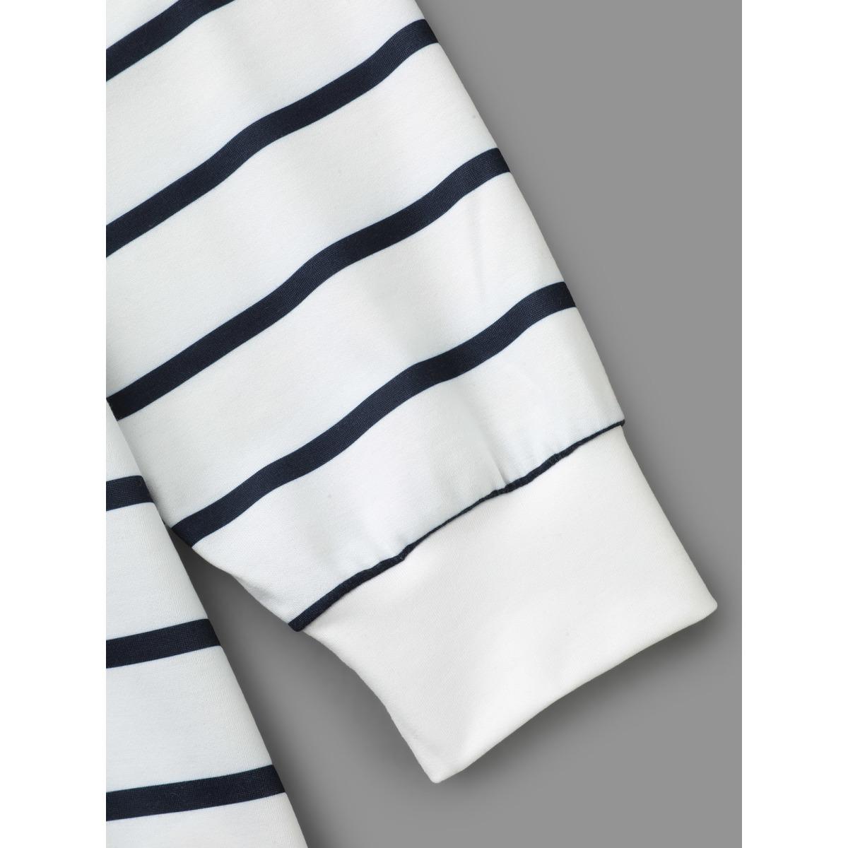 Plus Size Striped Contrast Round Neck Sweatshirt Women Midnight Casual Contrast Loose Round Neck Everyday Sweatshirts BloomChic 10/M Product Image