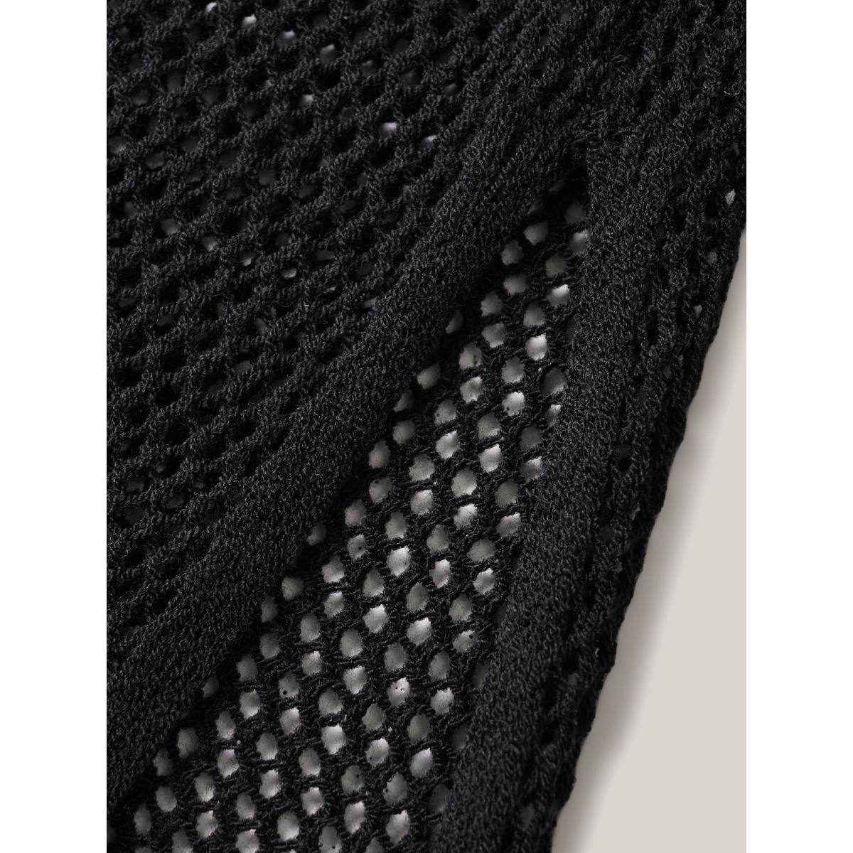 Plus Size Stereo Flower Design Slit Hem Swim Cover Up Women's Swimwear Black Resort Loose Crochet Curve Swim Cover Ups BloomChic 22-24/3X Product Image