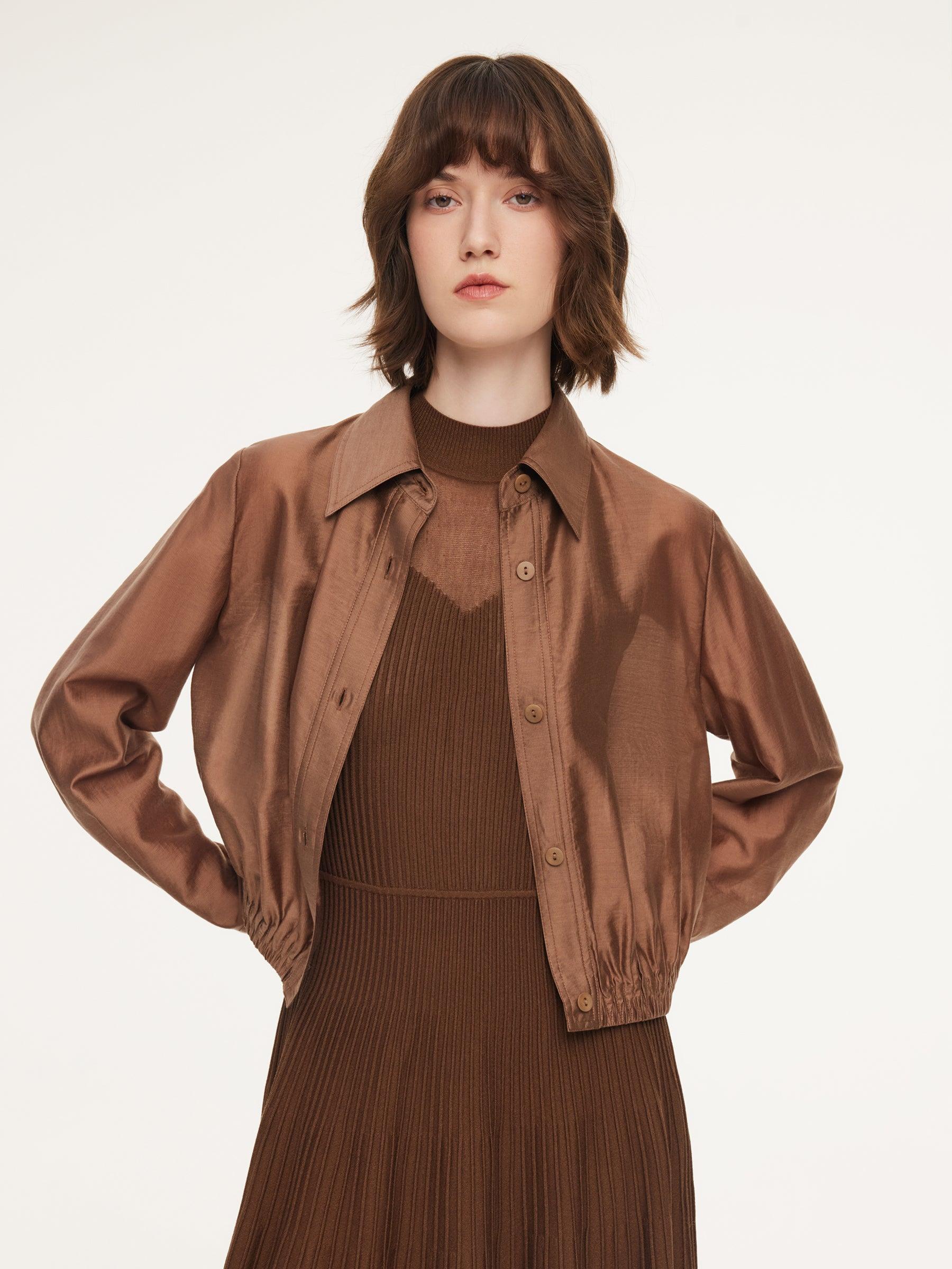 Tencel Blend Women Sheer Cropped Jacket Product Image