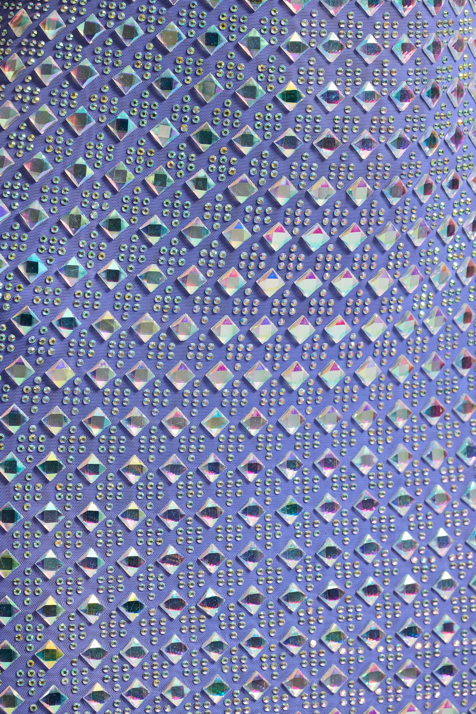 Embellished Square Neck Mini Dress in Blue Product Image