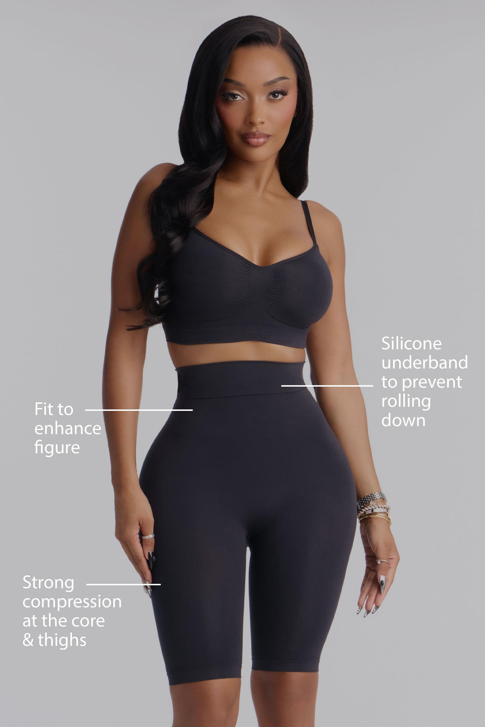 Nova Sculpt Seamless Strong Compression High Waisted Thigh Shaper - Black Female Product Image