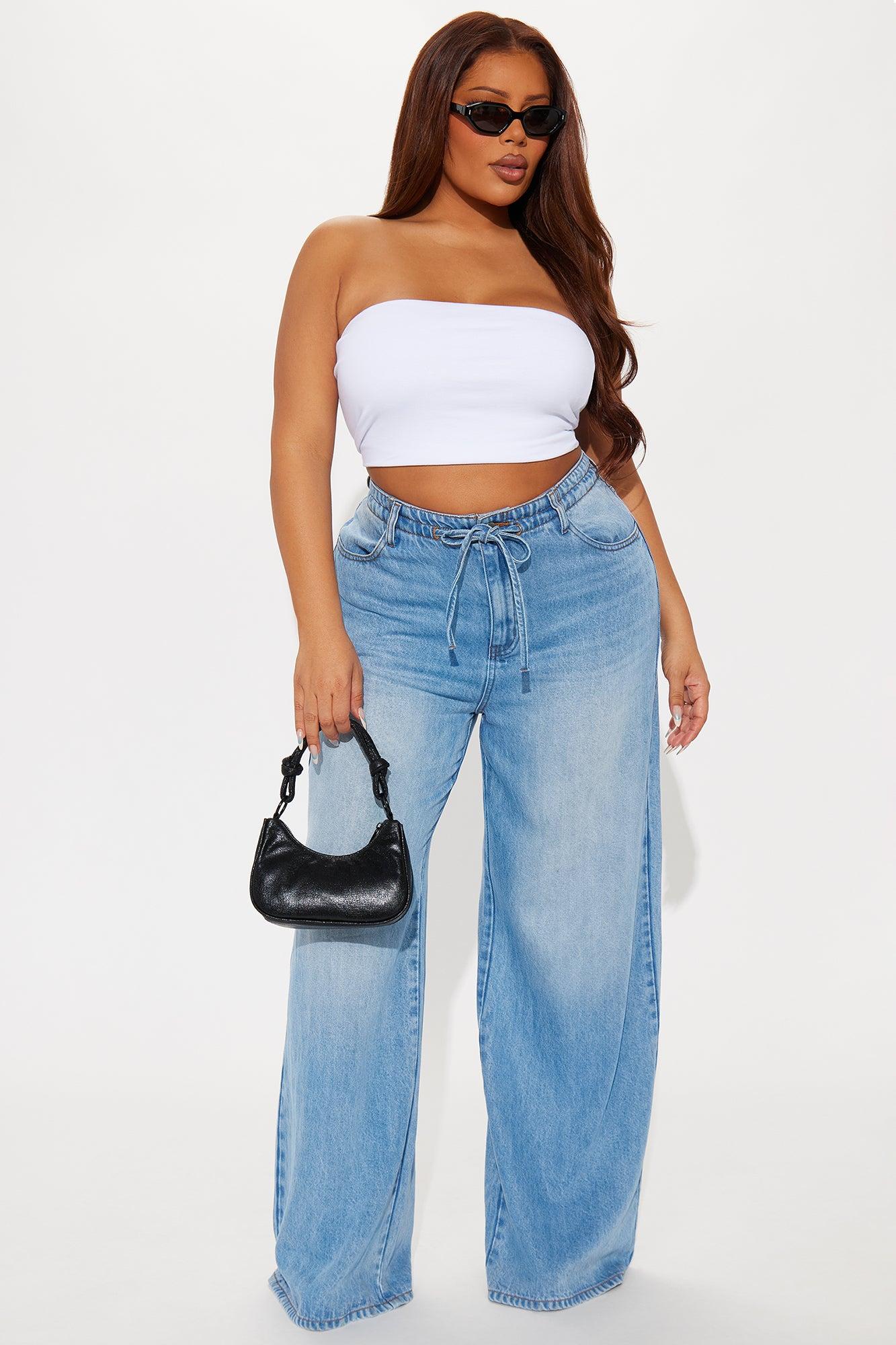 Beachfront Drapey Wide Leg Jeans - Vintage Wash Female Product Image