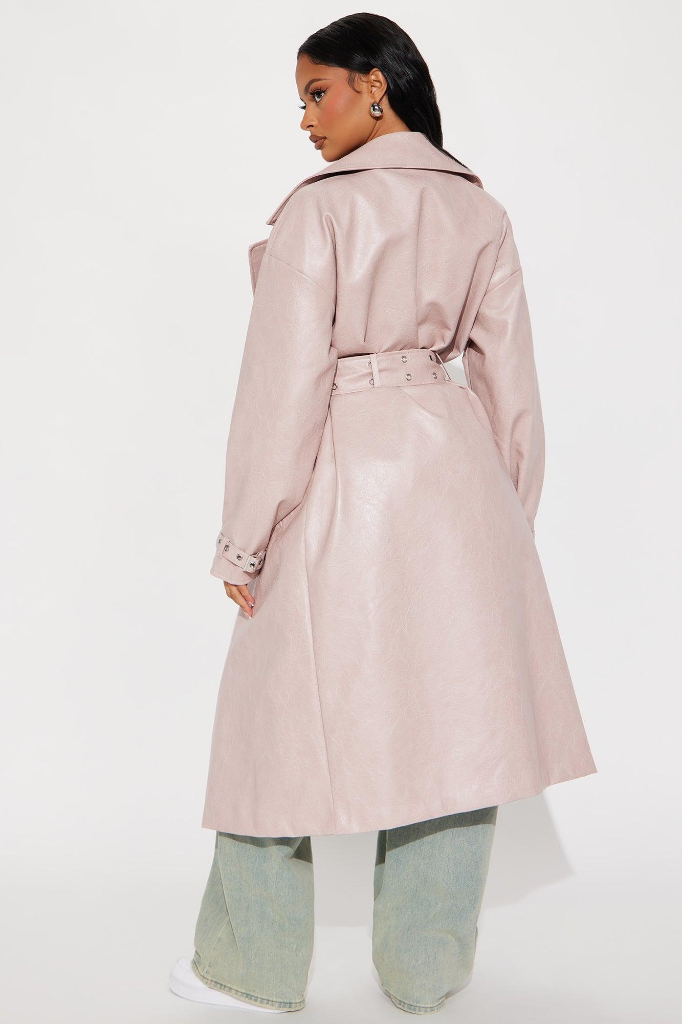 Not Your Average Washed Faux Leather Trench - Blush Product Image