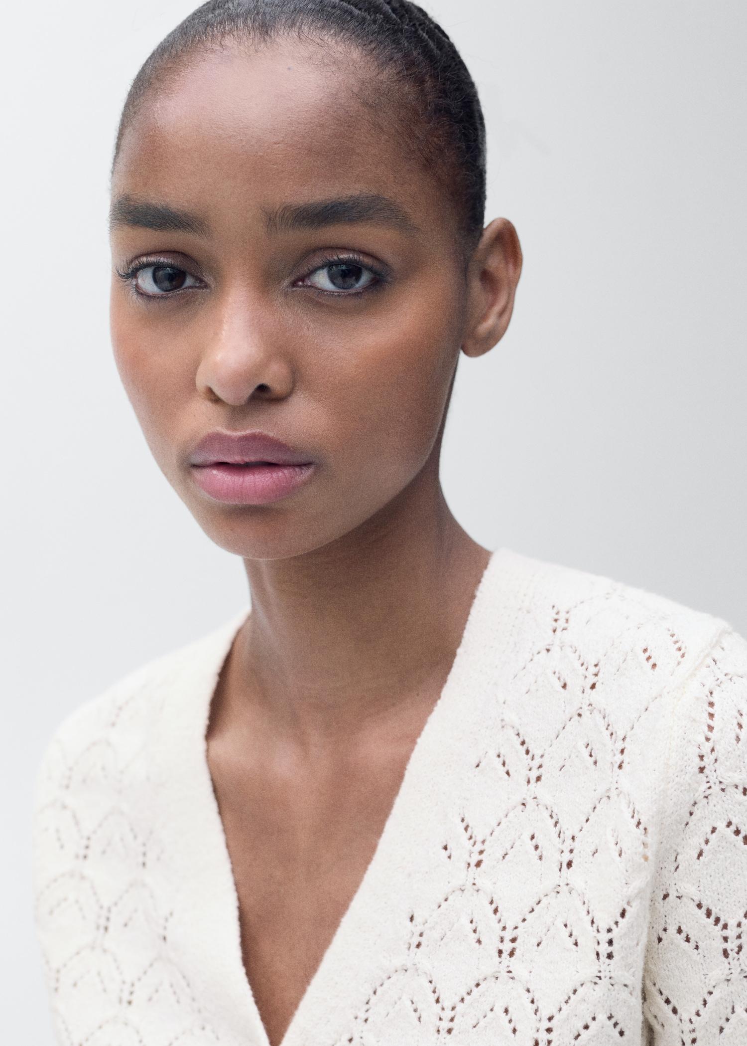 Openwork detail knit cardigan - Women | MANGO USA Product Image