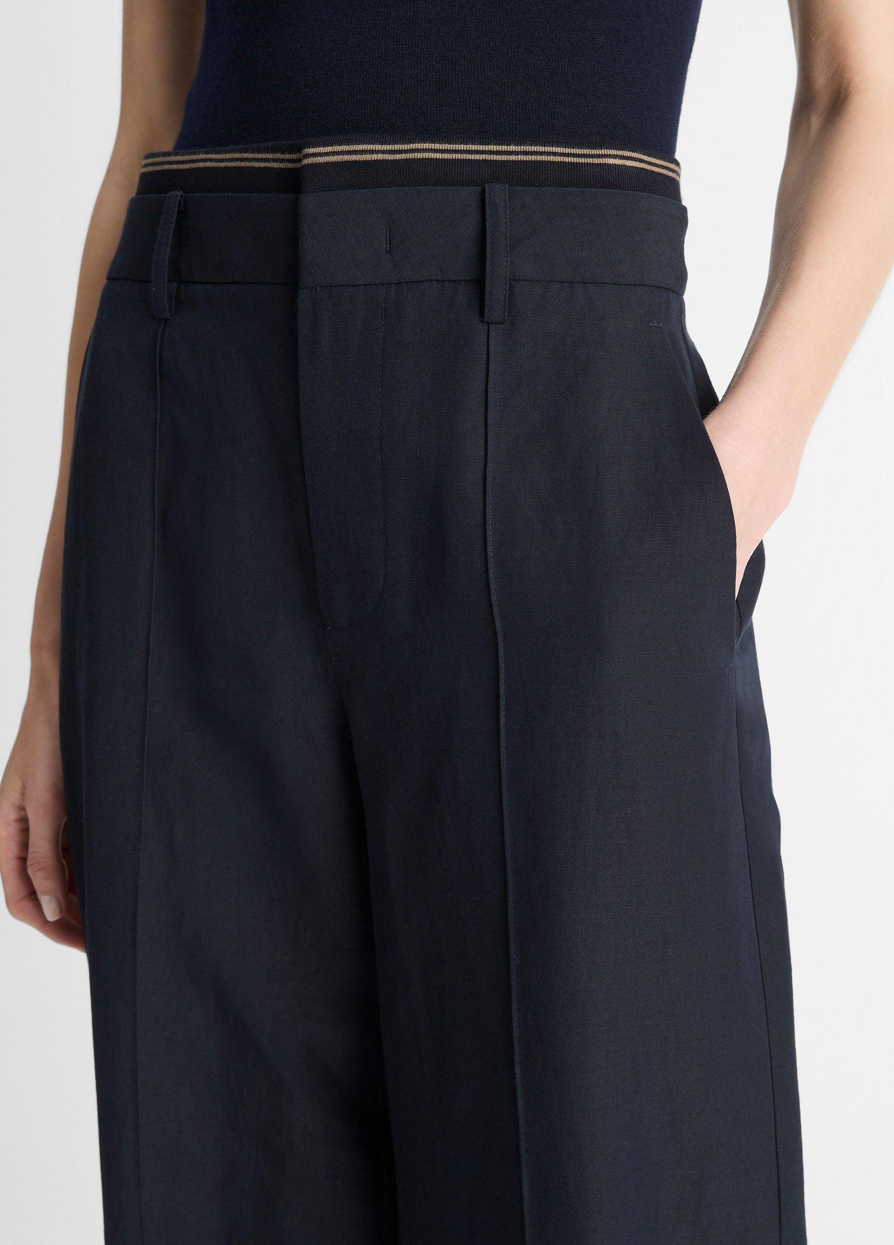 Rib-Trim Cotton-Blend High-Waist Trouser Product Image
