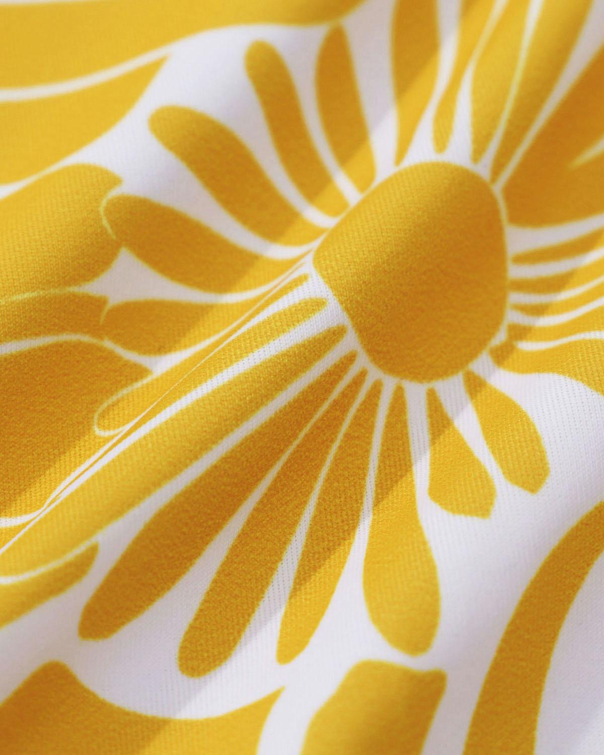 Yellow Knit Floral Ruffle Bikini Set Product Image