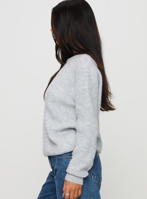 Abrams Rib Knit Crew Sweater Grey Marle Product Image