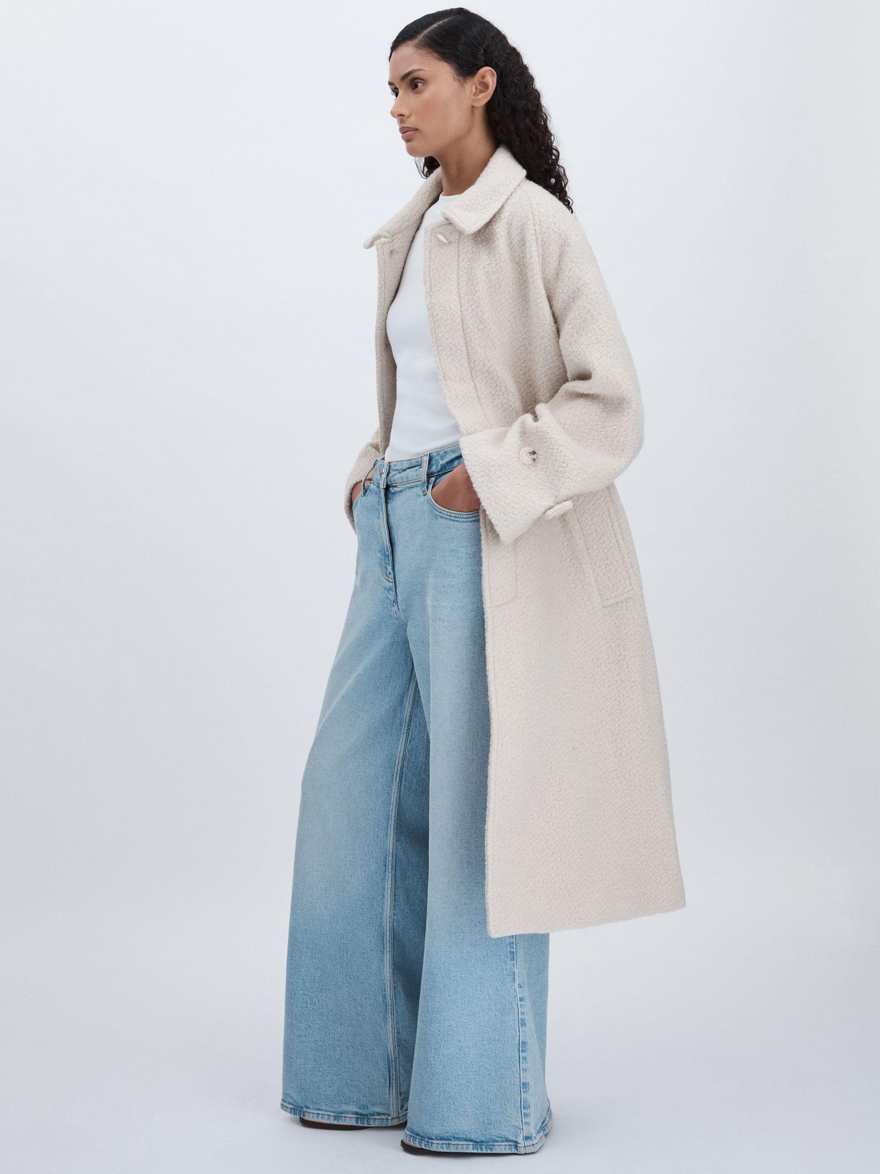 Meotine Wool-Blend Bouclé Coat in Cream Product Image