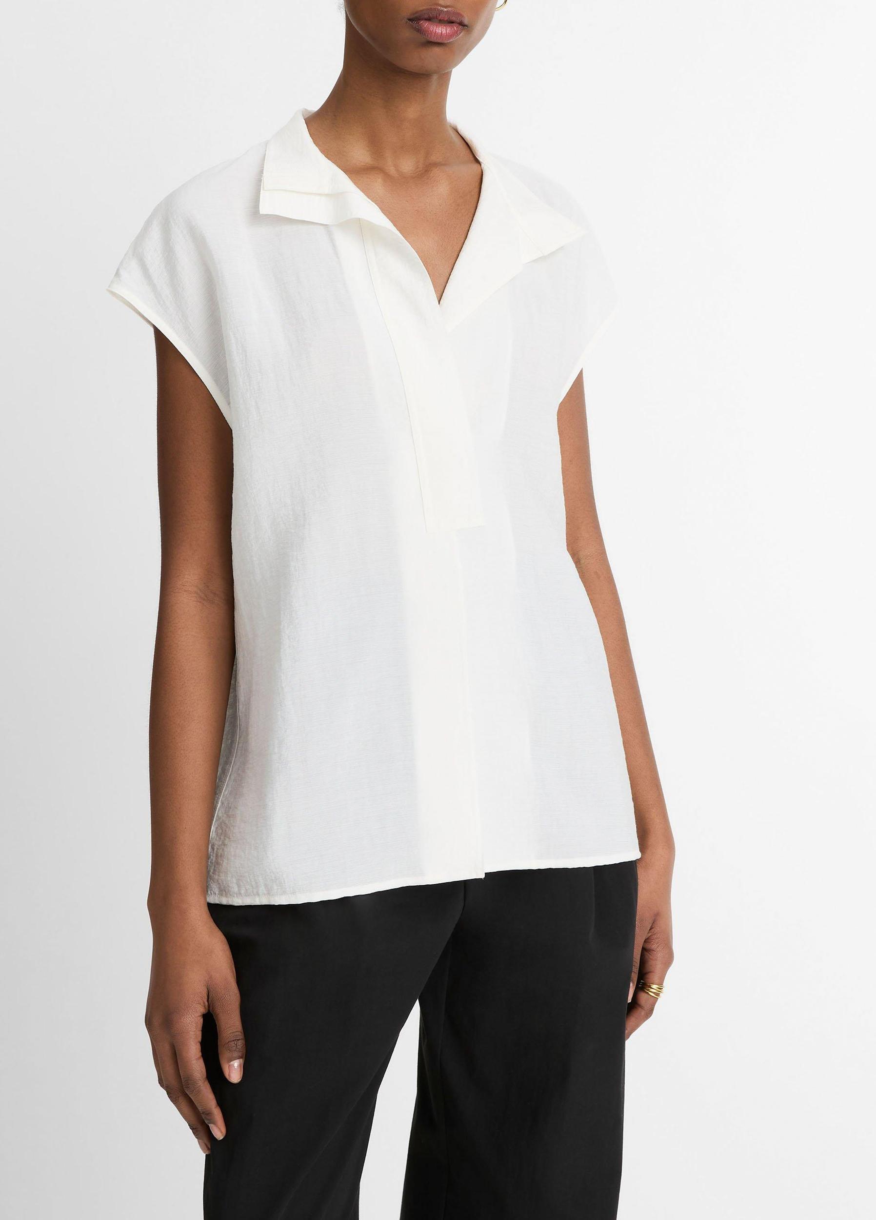 Voile Cap-Sleeve Blouse Product Image