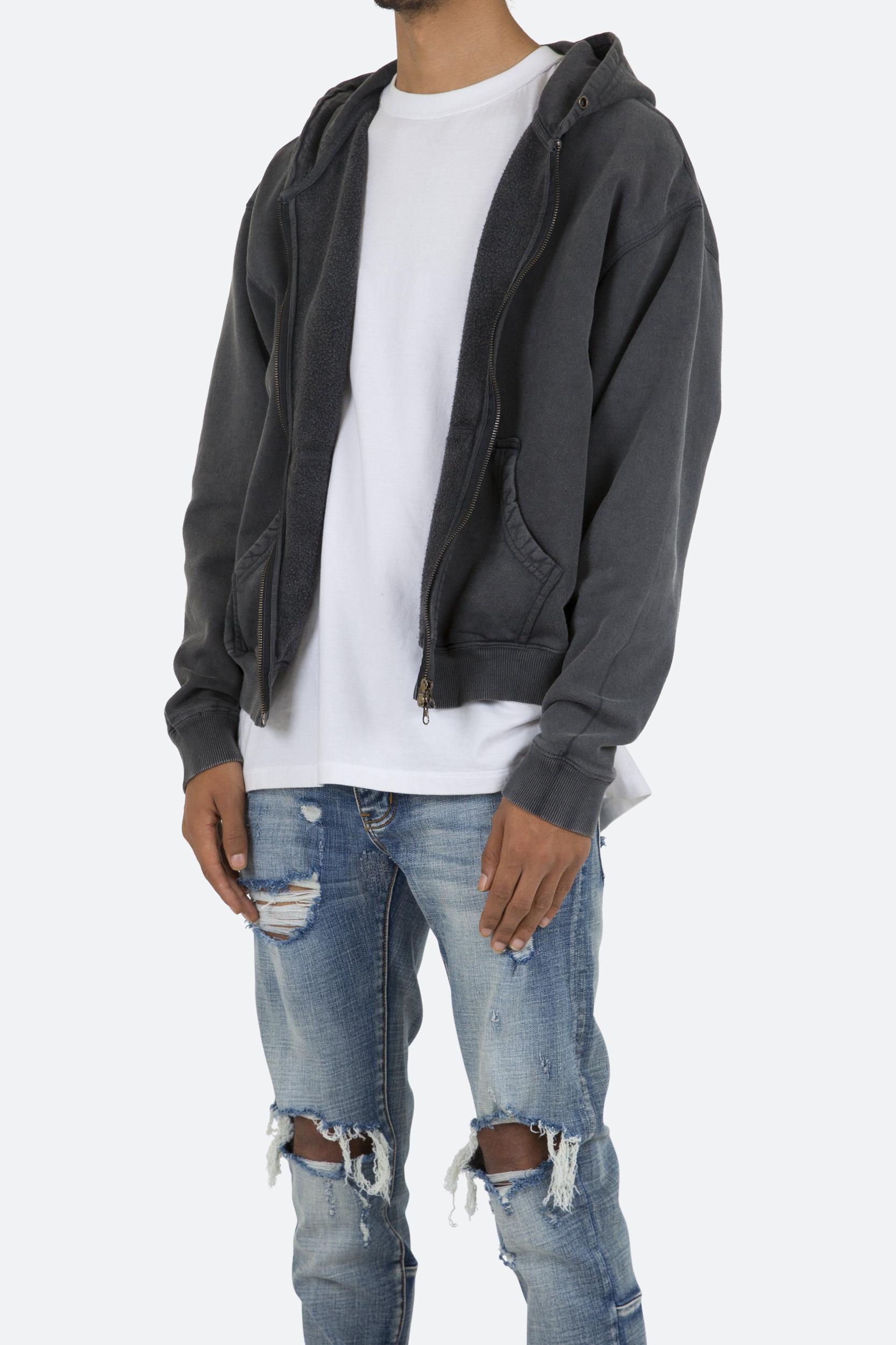 Basic Zip Up Hoodie - Vintage Black Male Product Image