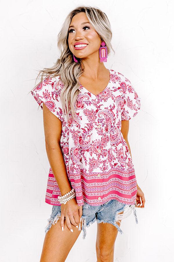 Blossom Boulevard Babydoll Top In Fuchsia Product Image