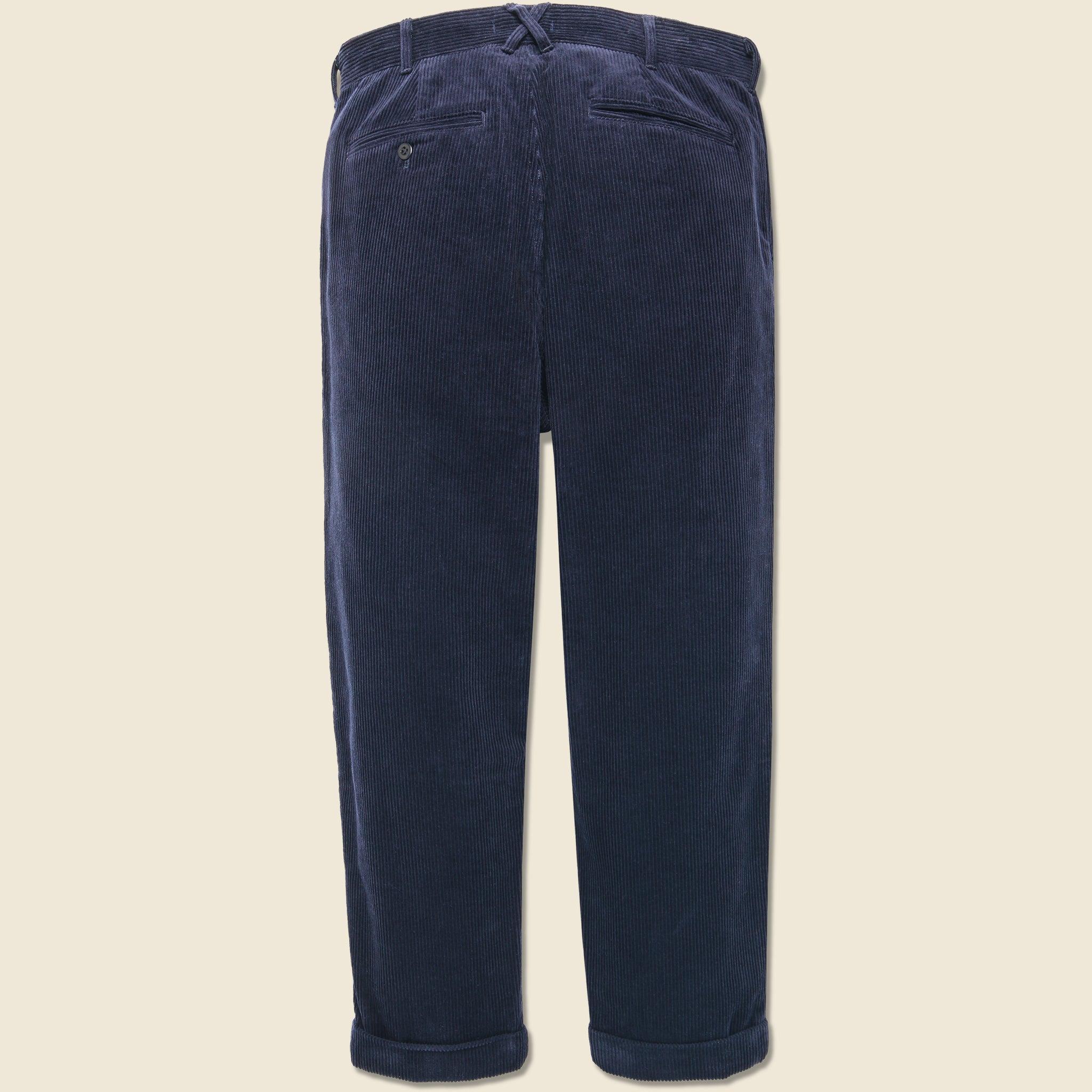 Corduroy Pleated Pant - Navy Product Image