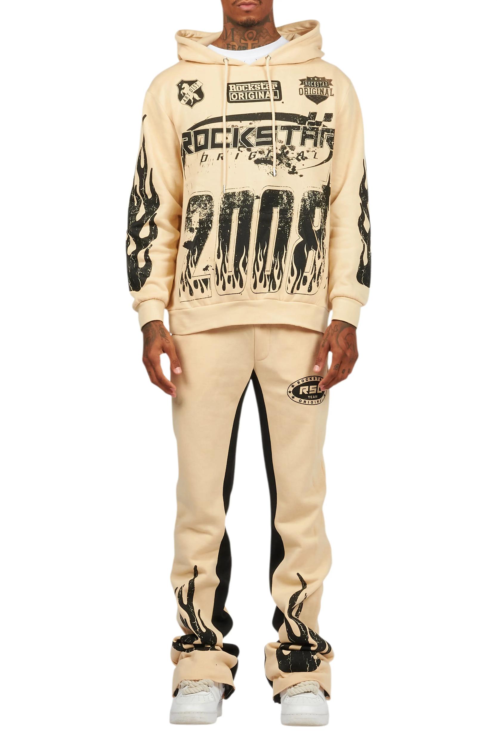 Amos Beige Hoodie/Baggy Track Pant Set Male Product Image