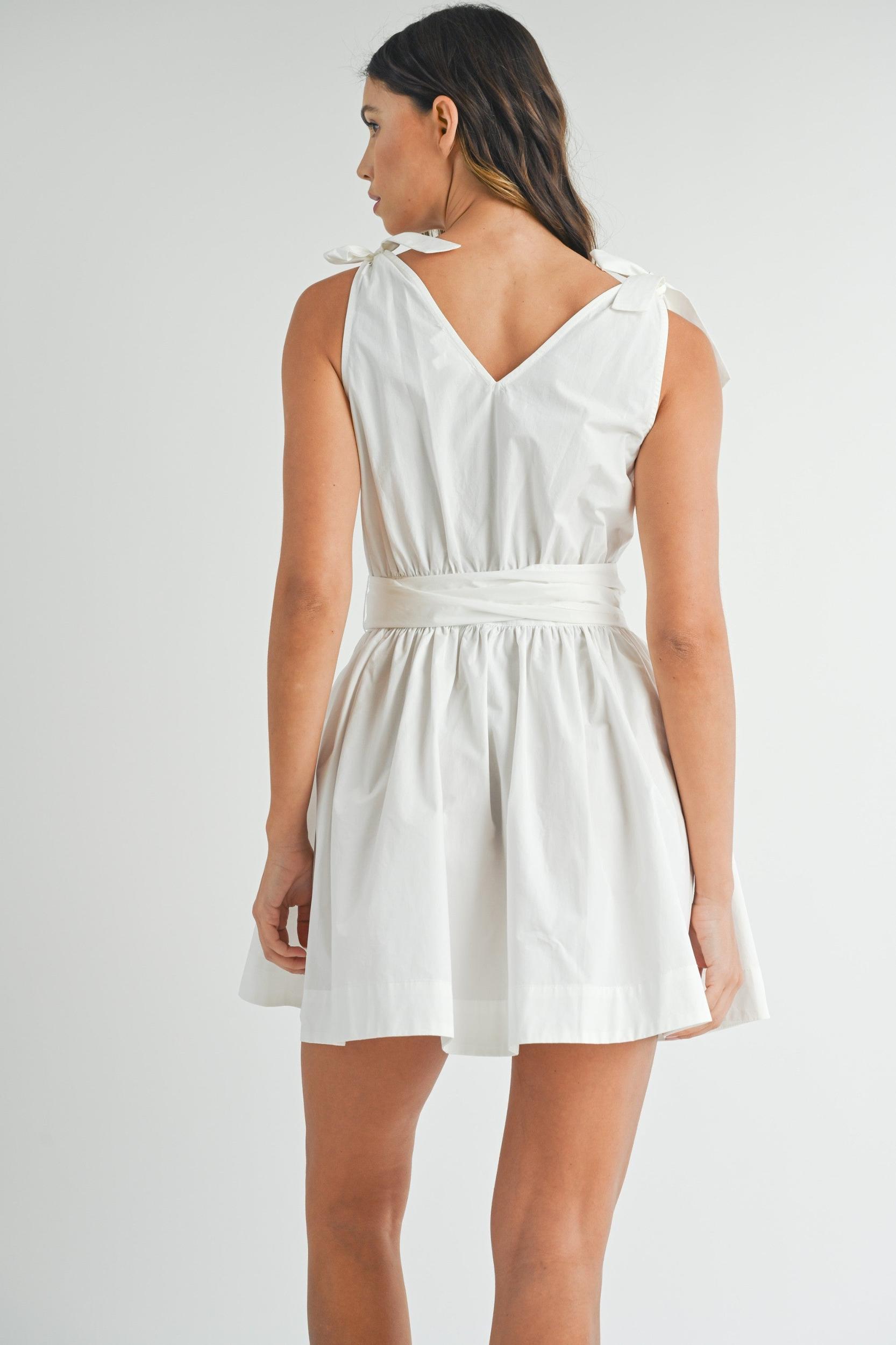 Sleeveless Shoulder Tie Mini Dress Product Image