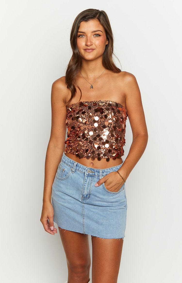 Emiko Bronze Sequin Mini Skirt Girls Product Image