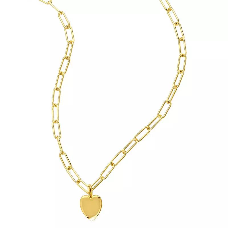 Adornia 14k Gold Plated Heart Paper Clip Chain Necklace, Women's, Size: 25", Gold Tone Product Image