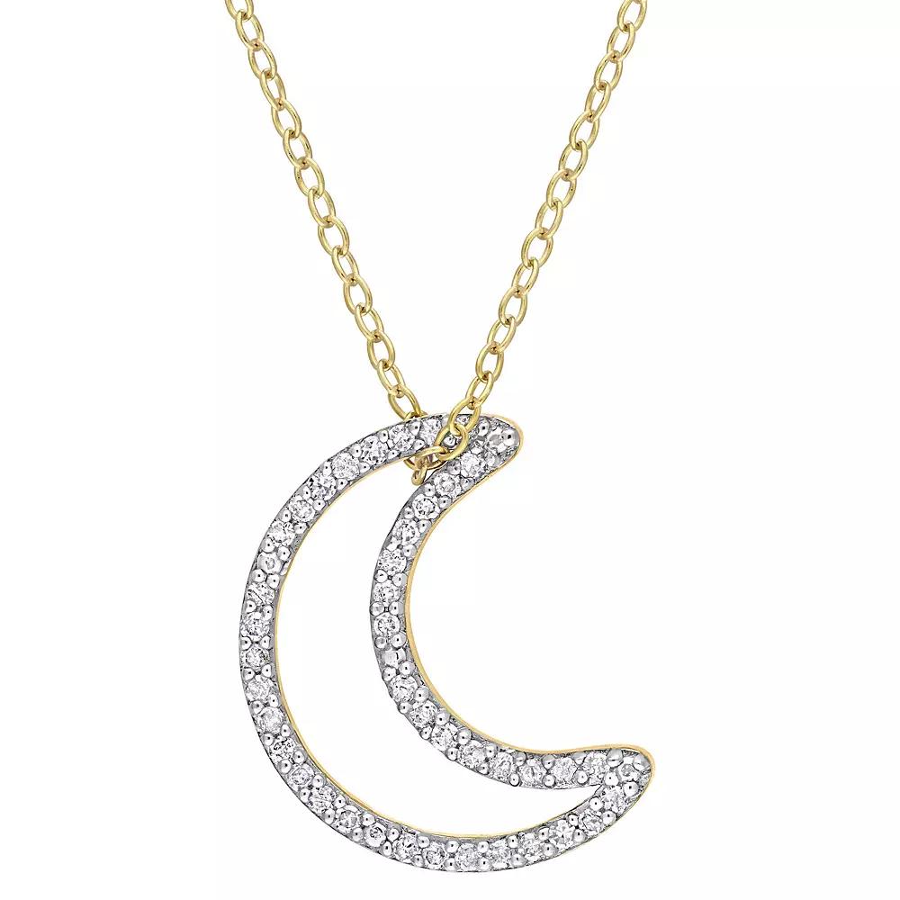 Stella Grace 18k Gold Over Sterling Silver 1/5 Carat T.W. Diamond Moon Pendant Necklace, Women's, Size: 18", 18k Gold Plated Product Image