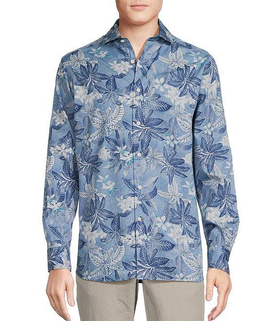 Cremieux Blue Label Key West Collection Palm Leaf Print Long Sleeve Woven Shirt Product Image