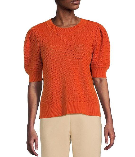 Investments Petite Size Novelty Short Sleeve Crew Neck Sweater Top Product Image