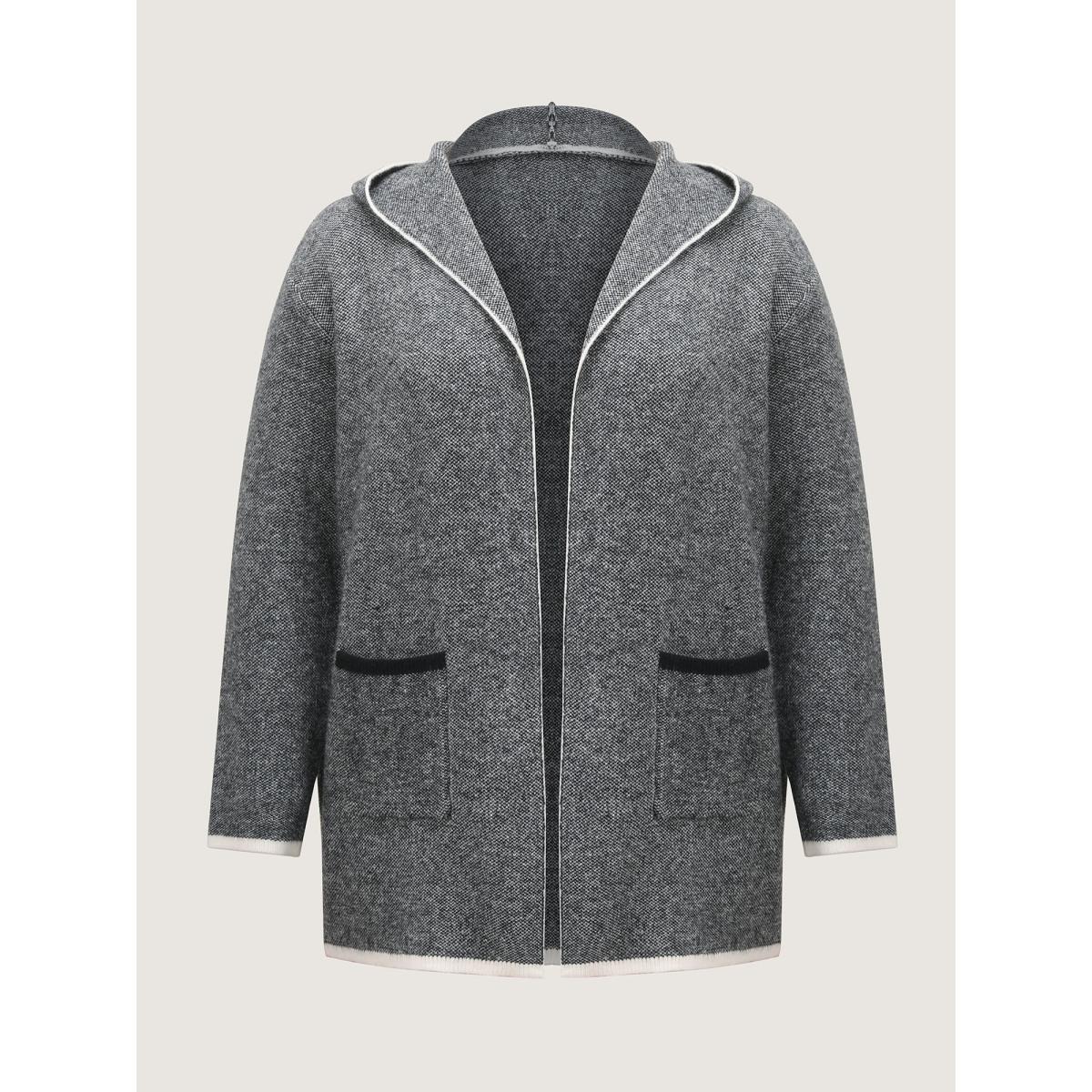 Plus Size Supersoft Super Stretchy Hooded Knit Cardigan DarkGray Women Loose Long Sleeve Casual Cardigans BloomChic 22-24/3X Product Image