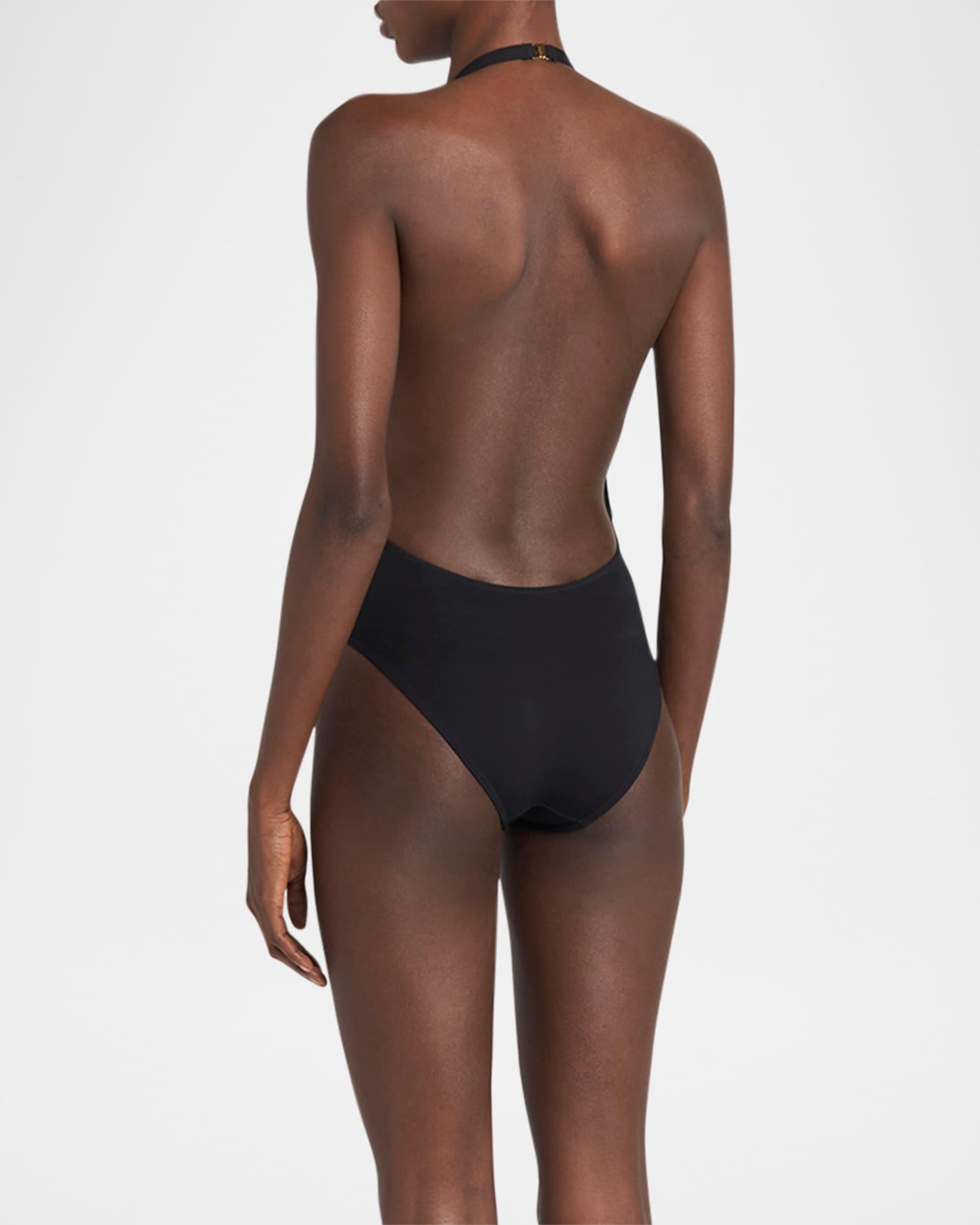 Plunging Halter Jersey One-Piece Swimsuit Product Image