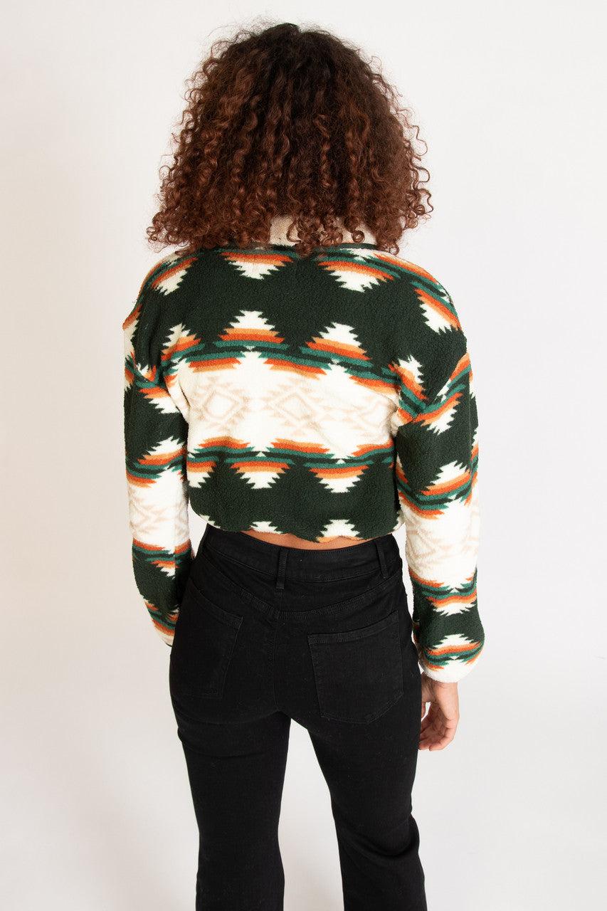 Geometric Print Sherpa Jacket Product Image