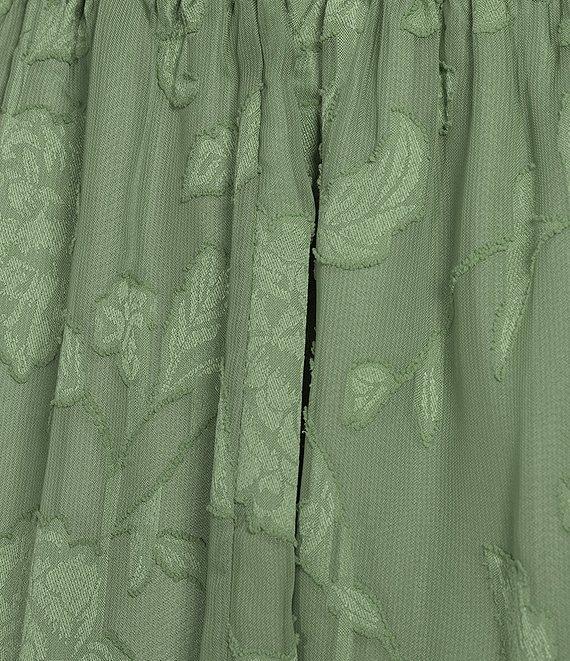 Allison & Kelly Jacquard Floral Print Square Neck Long Sleeve Tie Back Dress Product Image