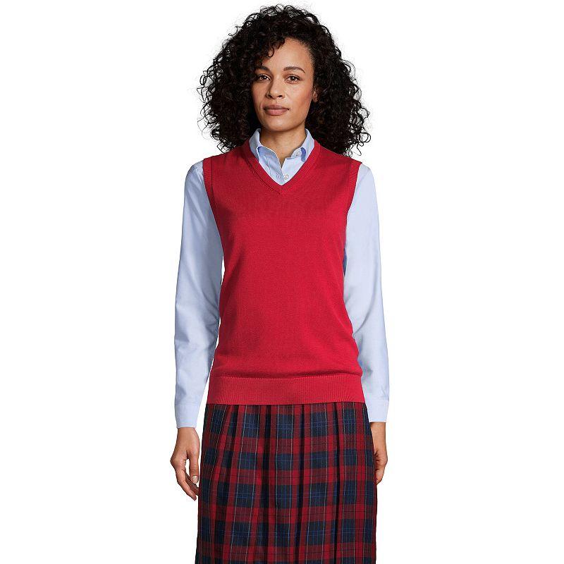 Women's Lands' End Cotton Modal Fine Gauge Sweater Vest, Size: Small, Classic Blue Product Image