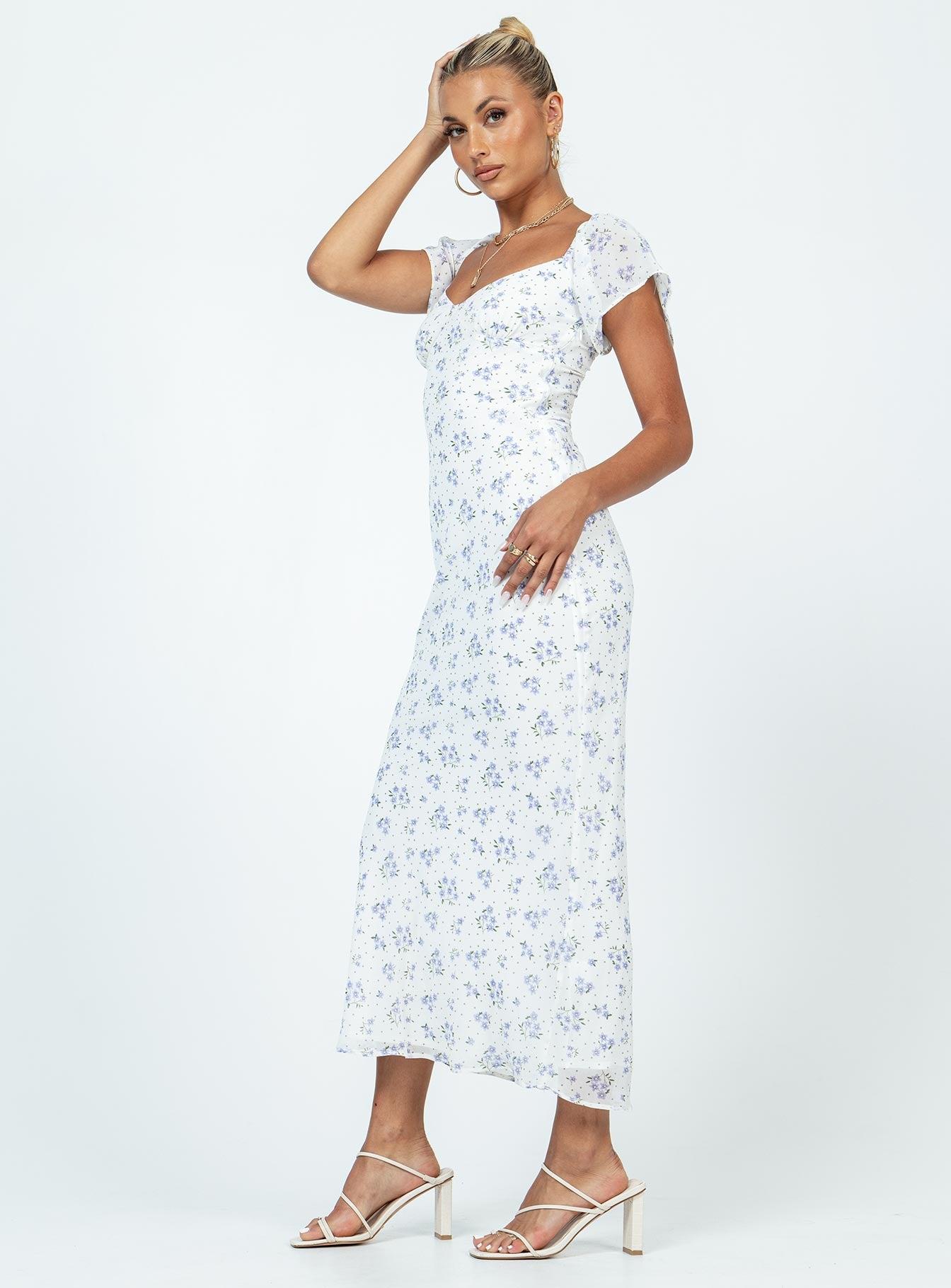 Hera Maxi Dress White Floral Product Image