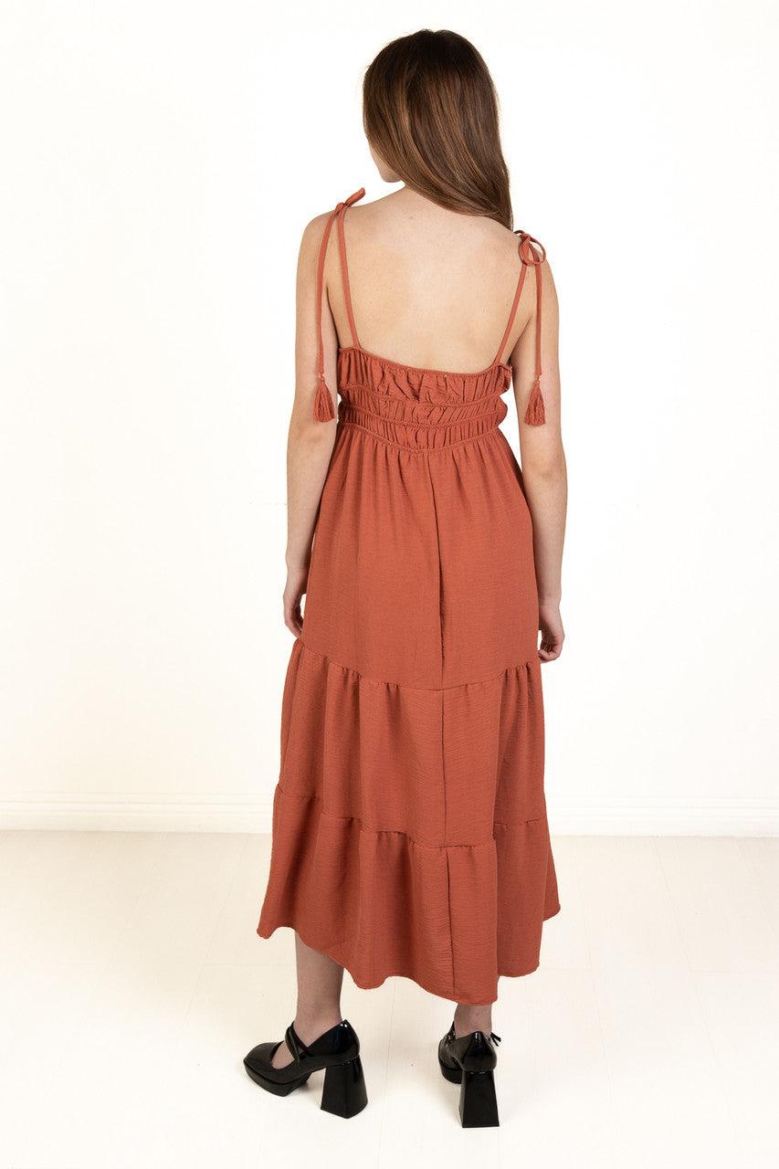 Rust Elastic Empire Waist Maxi Dress Product Image