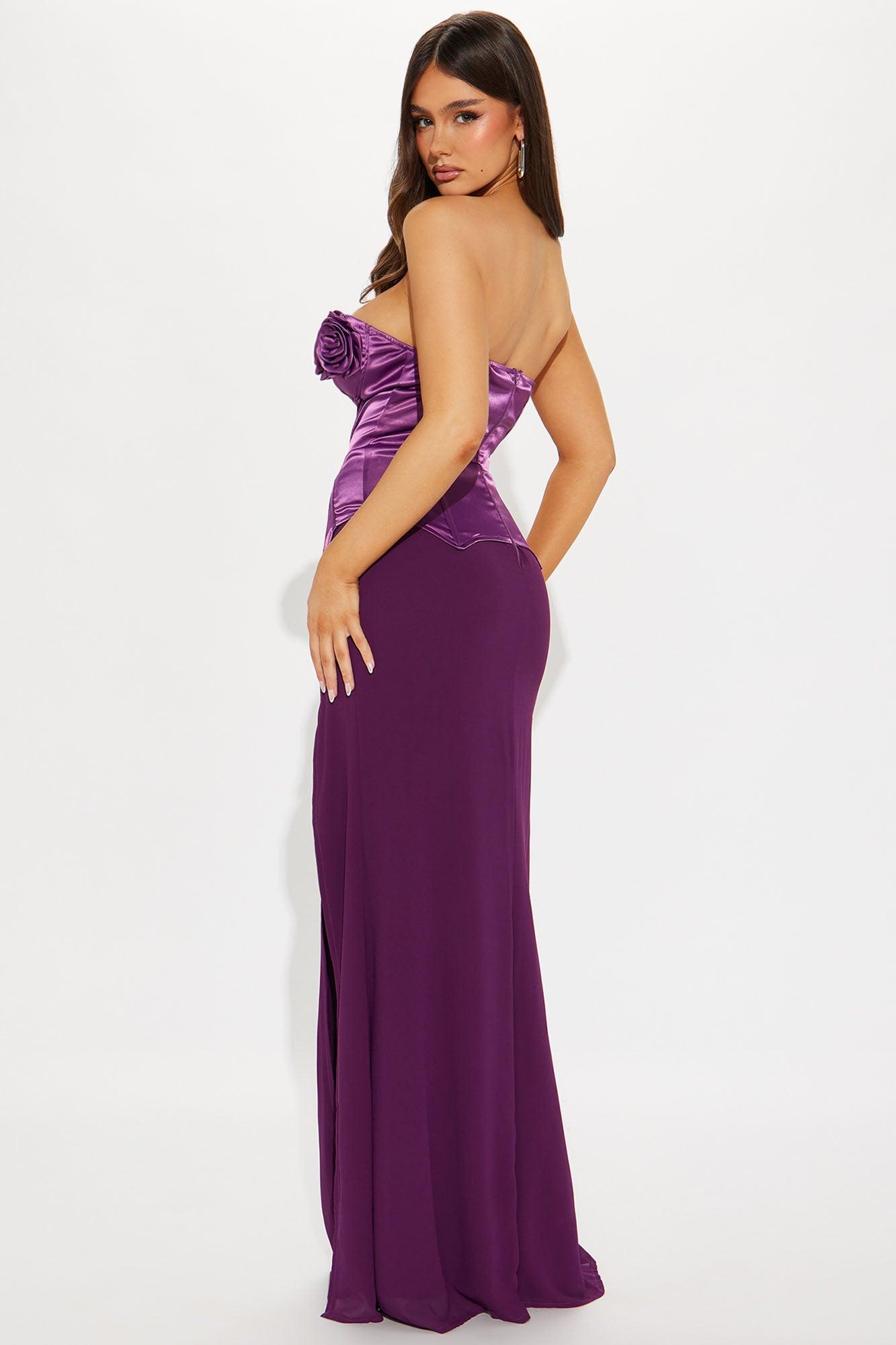 Charlene Floral Corset Maxi Dress - Plum Product Image