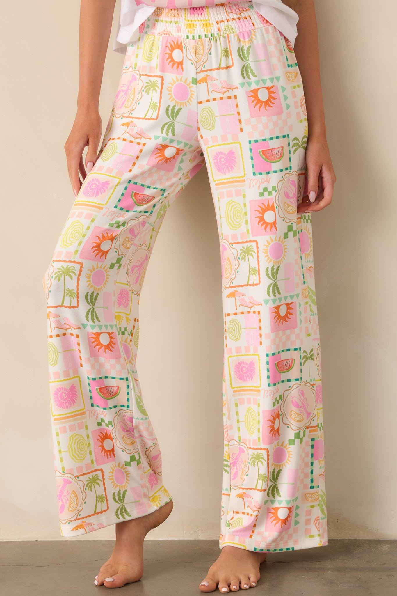 Z Supply White Tropical Print Dawn Smocked Soleil Pants Product Image
