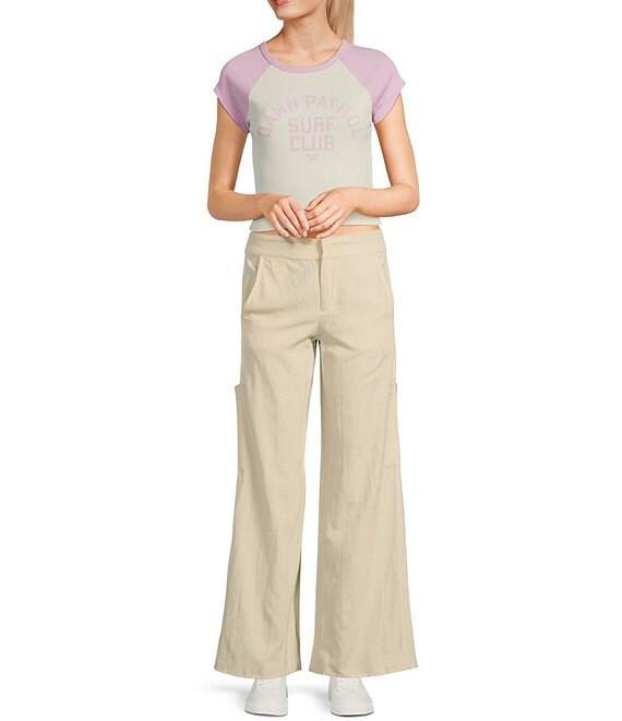 Roxy Dawn Patrol Surf Club Raglan Sleeve Color Block Cropped T-Shirt Product Image