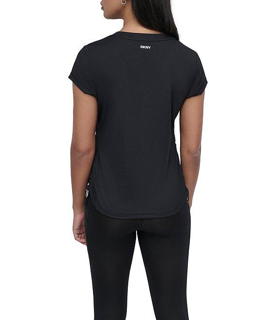 DKNY Sport by Donna Karan V Neck Short Sleeve Tech Ruched Side Seam Tee Product Image
