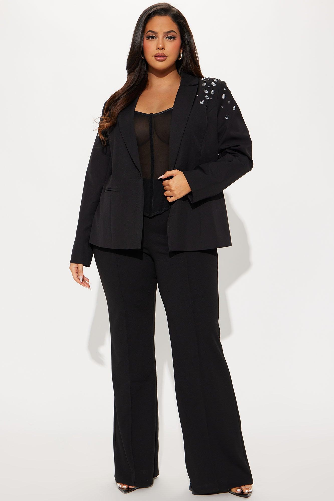 Save Your Tears Rhinestone Blazer - Black Product Image