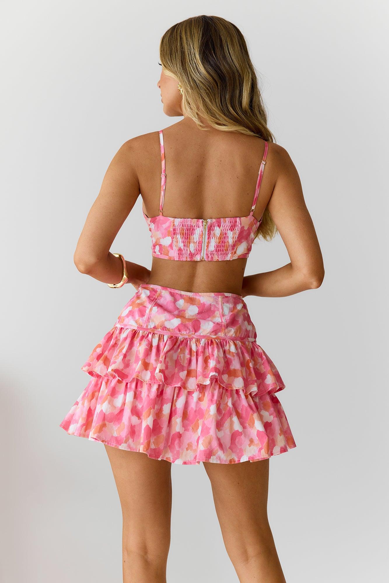 Flirty Summer Mini Dress Pink Product Image