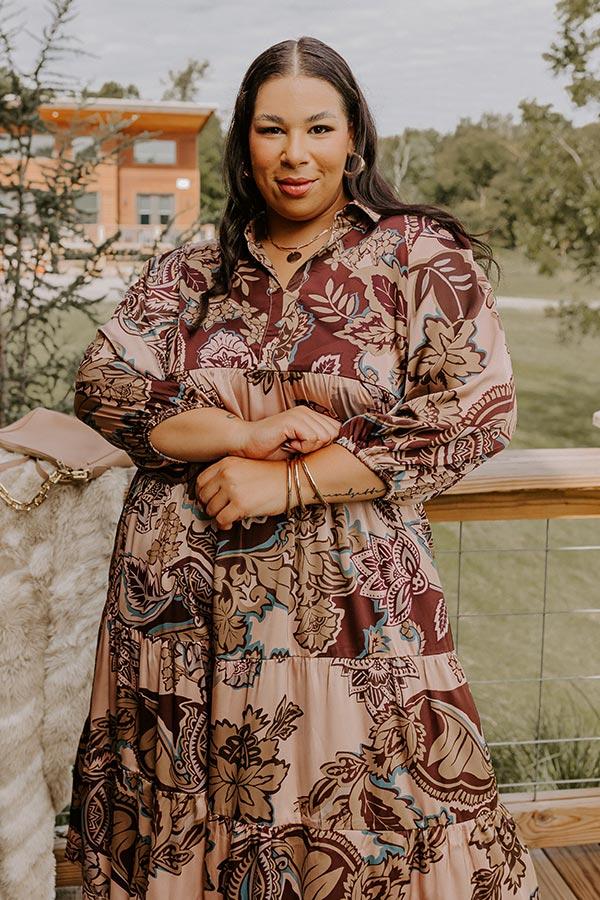 Wine Mixer Meet Up Satin Floral Midi Curves Product Image