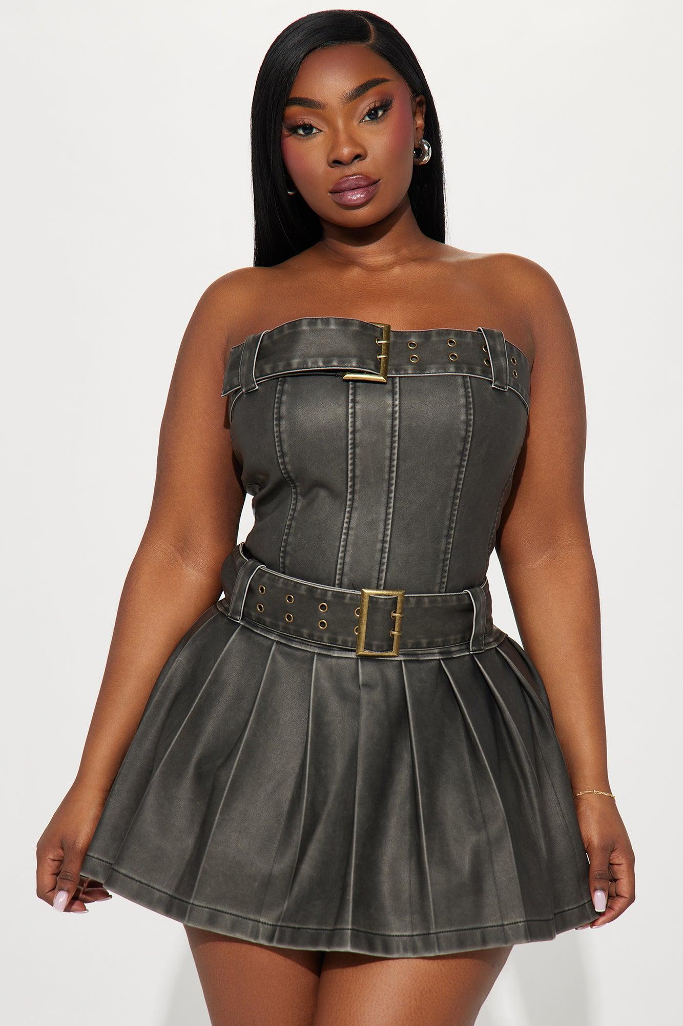 Never be Tamed Faux Leather Romper - Black Product Image