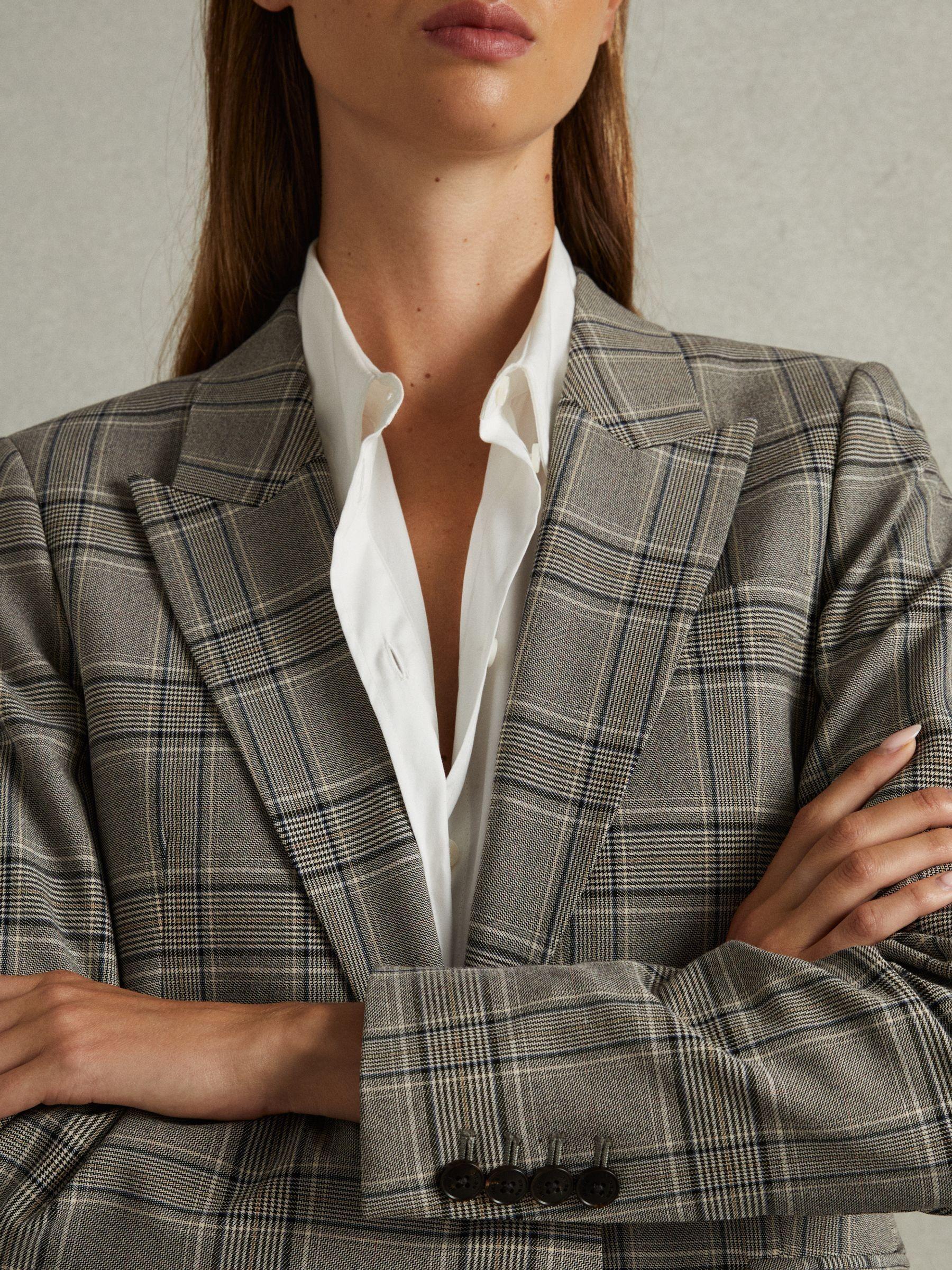 Checked Slim Fit Suit Blazer in Grey Check Product Image