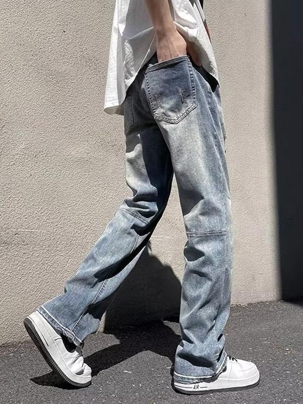 Men's Distressed Wash Ripped Loose Jeans Product Image