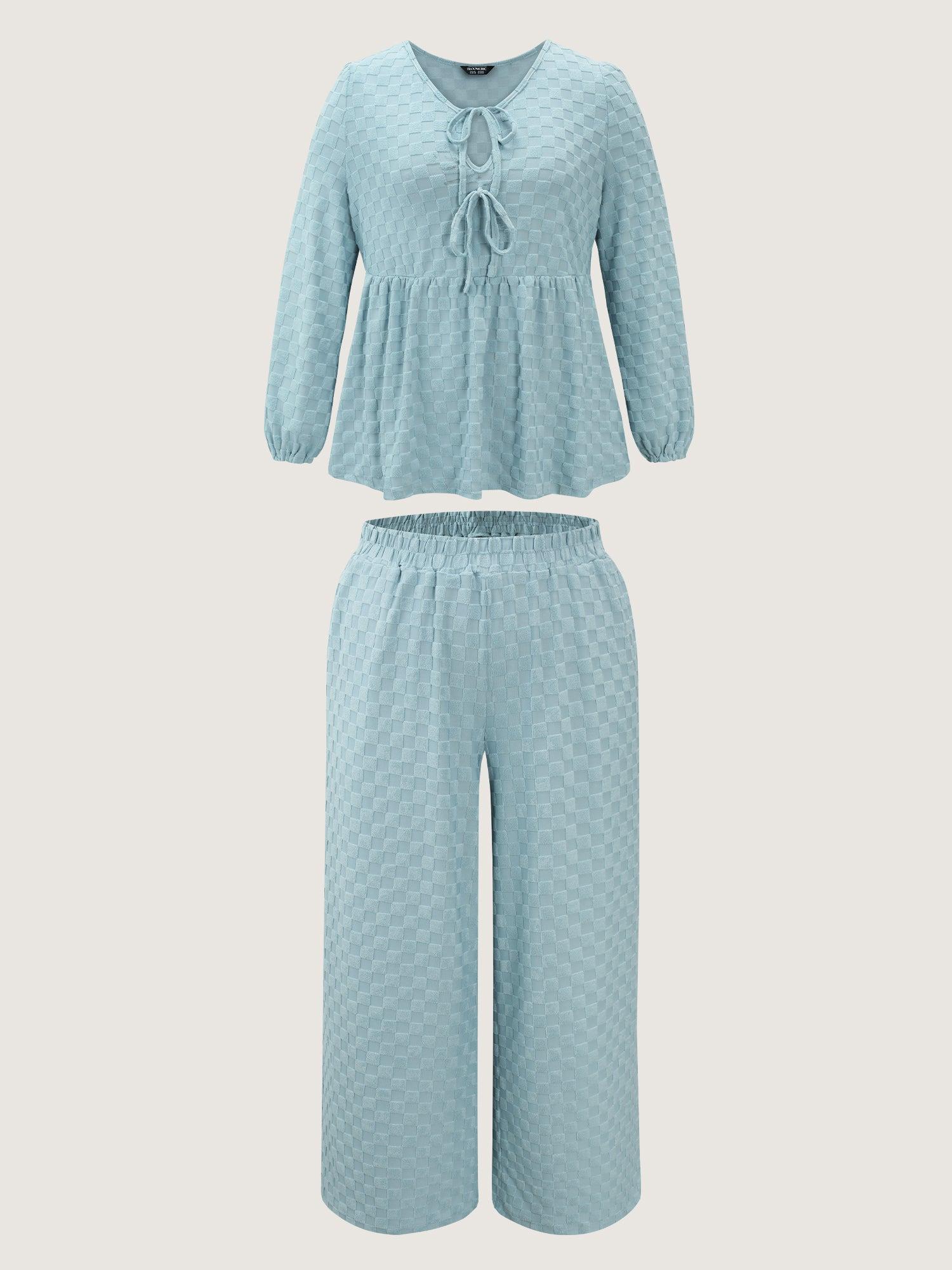 Checkered Textured Co-ord Lounge Set Female Product Image