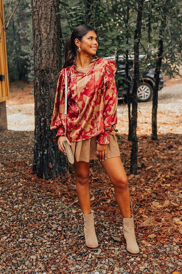 Set The Show Off Satin Ruffle Top Product Image