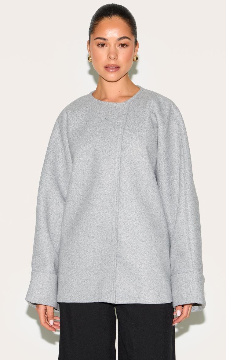 Grey Wool Look Batwing Jacket Product Image