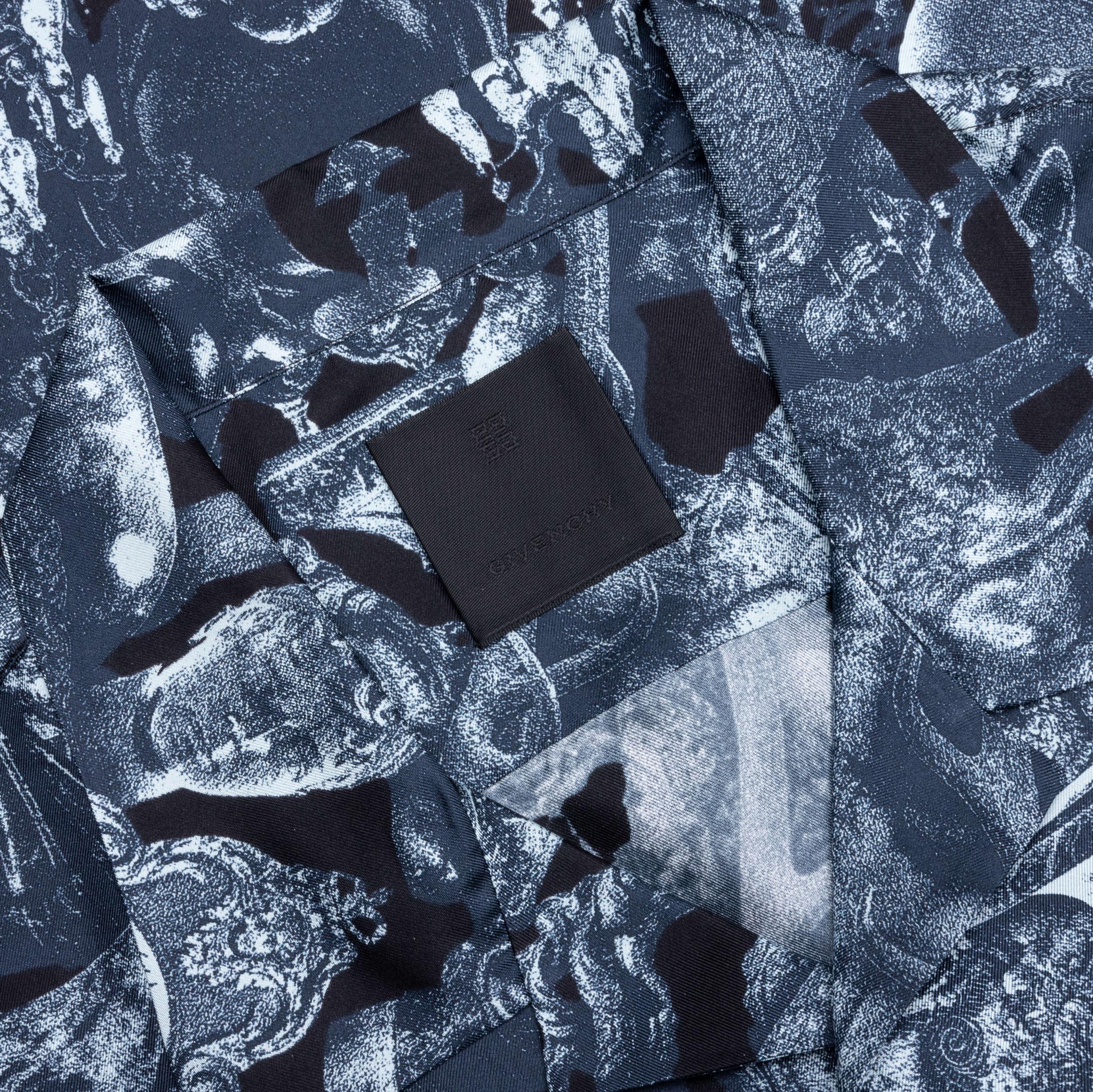 Silk Shirt with Hubert Objects Print - Black/Navy Male Product Image