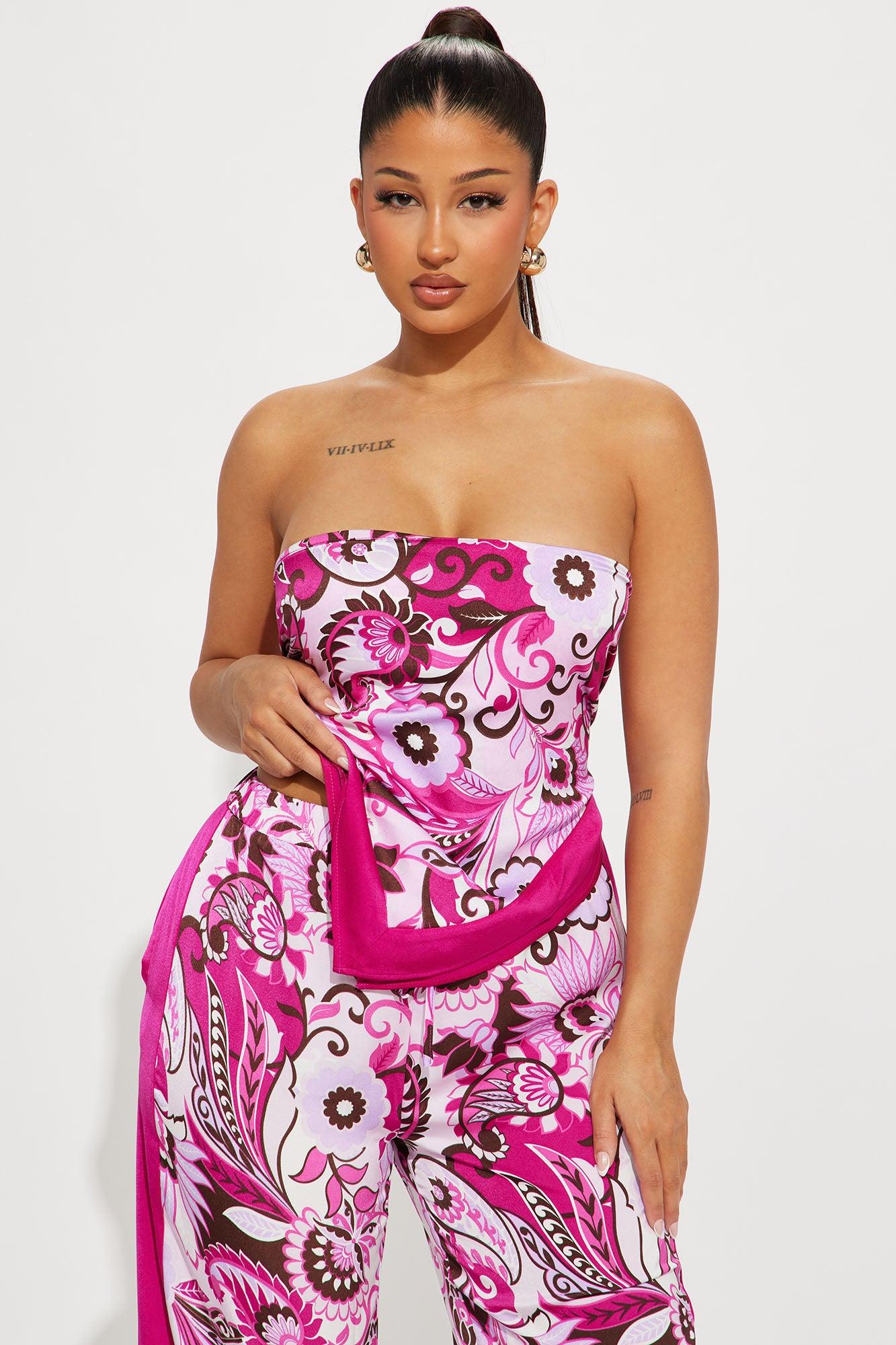 Kiki Satin Pant Set - Pink Product Image