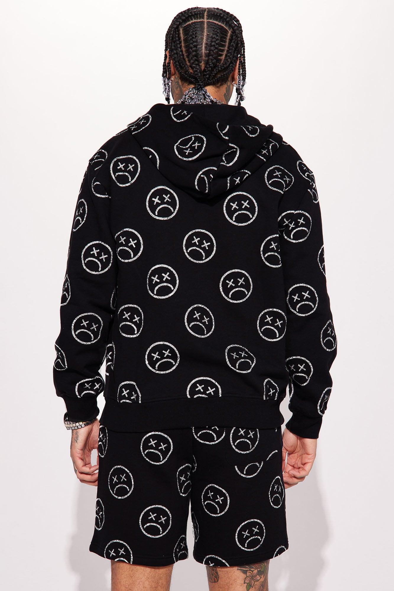 Sad Times Zip Up Hoodie - Black Product Image